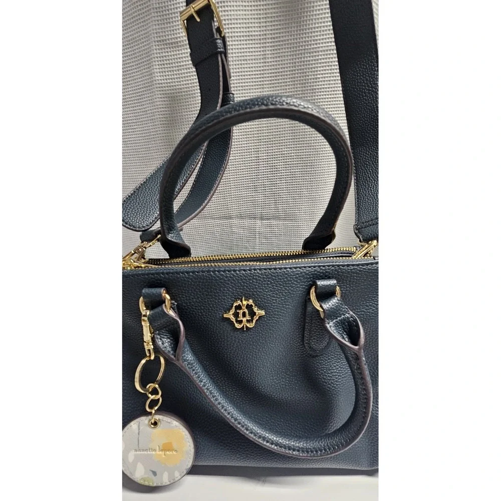 NANETTE LEPORE‎ convertible faux leather pebbled textured tote handbag green